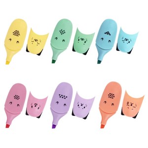 Текстовыделитель мини BRAUBERG KIDS "CUTE CATS PASTEL", АССОРТИ В ПЛАСТИКОВОЙ БАНКЕ, линия 1-5 мм, 152434. - фото 2594010