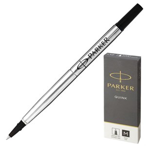 Стержень для ручки-роллера PARKER "Quink RB", металлический 116 мм, узел 0,7 мм, черный, 1950278 - фото 2594413