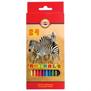 Карандаши цветные KOH-I-NOOR "Animals", 24 цвета, шестигранные, натуральное дерево, 3554/24, 3554024008KSRU - фото 2594948