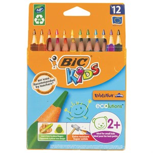 Карандаши цветные утолщенные BIC "Kids Evolution Triangle", 12 цветов, трехгранные, грифель 4 мм, 8297356, 82973511 - фото 2595002