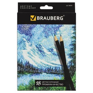 Карандаши цветные BRAUBERG "Artist line", 18 цветов, черный корпус, шестигранные, грифель 3 мм, натуральное дерево, 180554 - фото 2595325