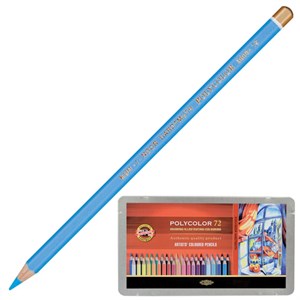 Карандаши цветные художественные KOH-I-NOOR "Polycolor", 72 цвета, 3,8 мм, металлическая коробка, 3827072001PL - фото 2595962