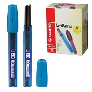 Грифели для карандаша цангового 2 мм, 2B, STABILO, КОМПЛЕКТ 8 штук, "Left Right", 6603/24-2В - фото 2596116