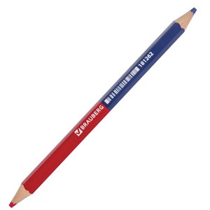 Карандаш двухцветный, красно-синий, утолщённый, BRAUBERG, заточенный, грифель 4,0 мм, 181262 - фото 2596260