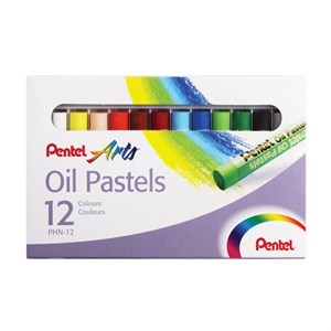 Пастель масляная художественная PENTEL "Oil Pastels", 12 цветов, круглое сечение, картонная упаковка, PHN4-12 - фото 2596303