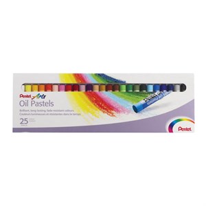 Пастель масляная художественная PENTEL "Oil Pastels", 25 цветов, круглое сечение, картонная упаковка, PHN4-25 - фото 2596311