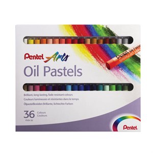 Пастель масляная художественная PENTEL "Oil Pastels", 36 цветов, круглое сечение, картонная упаковка, PHN4-36 - фото 2596329