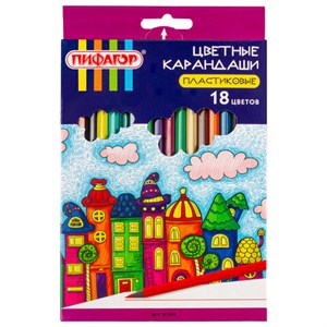 Карандаши цветные ПИФАГОР "СКАЗОЧНЫЙ ГОРОД", 18 цветов, шестигранные, 181584 - фото 2597147