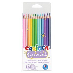 Карандаши цветные пастельные CARIOCA "Pastel", 12 цветов, шестигранные, заточенные, ПВХ чехол, 43034 - фото 2597622