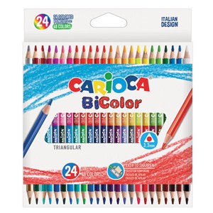 Карандаши двусторонние CARIOCA "Bi-color", 24 штуки, 48 цветов, трехранные, заточенные, 43031 - фото 2597627
