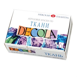 Краски по ткани акриловые "Декола", 6 цветов по 20 мл, в баночках, 4141025 - фото 2600016