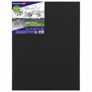 Холст на подрамнике черный BRAUBERG ART CLASSIC, 50х60см, 380 г/м, хлопок, мелкое зерно, 191652 - фото 2601752