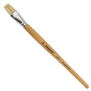 Кисть ПИФАГОР, ЩЕТИНА, плоская, № 16, деревянная лакированная ручка, пакет с подвесом, 200877 - фото 2607158