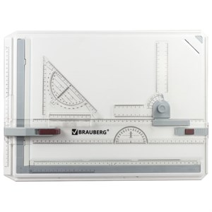 Доска чертежная А3, 505х370 мм, с рейсшиной, треугольником и чертежным узлом, BRAUBERG, 210536 - фото 2608616