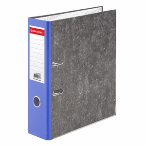 Папка-регистратор BRAUBERG, фактура стандарт, с мраморным покрытием, 75 мм, синий корешок, 220989 - фото 2610128