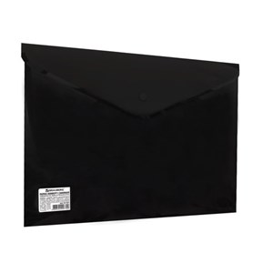 Папка-конверт с кнопкой BRAUBERG, А4, до 100 листов, непрозрачная, черная, СВЕРХПРОЧНАЯ 0,2 мм, 221361 - фото 2610381