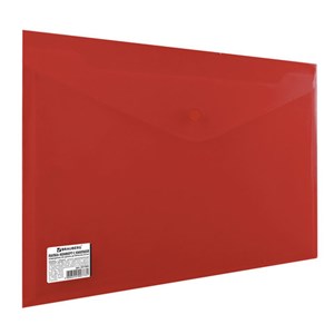 Папка-конверт с кнопкой BRAUBERG, А4, до 100 листов, непрозрачная, красная, СВЕРХПРОЧНАЯ 0,2 мм, 221364 - фото 2610404