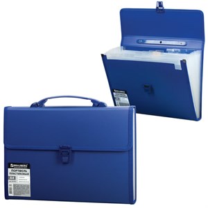 Папка-портфель пластиковая BRAUBERG А4 (332х245х35 мм), 13 отделений, синяя, 221379 - фото 2610422