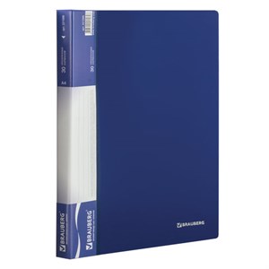 Папка 30 вкладышей BRAUBERG стандарт, синяя, 0,6 мм, 221599 - фото 2610718