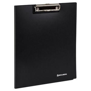 Папка-планшет BRAUBERG "Стандарт", А4 (310х230 мм), с прижимом и крышкой, пластик, черная, 0,9 мм, 221646 - фото 2611019