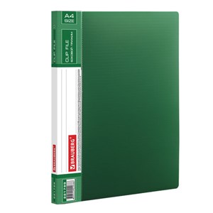 Папка с боковым металлическим прижимом и внутренним карманом BRAUBERG "Contract", зеленая, до 100 л., 0,7 мм, бизнес-класс, 221789 - фото 2611322