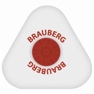 Ластик BRAUBERG "Universal", 45х45х10 мм, белый, треугольный, красный пластиковый держатель, 222473 - фото 2612064
