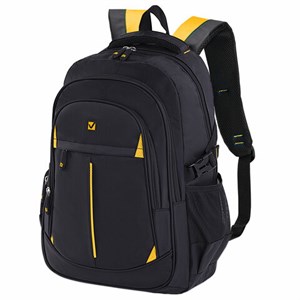 Рюкзак BRAUBERG TITANIUM универсальный, 3 отделения, черный, желтые вставки, 45х28х18 см, 224385 - фото 2614010