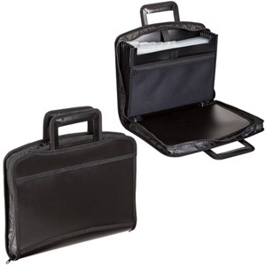 Папка-портфель пластиковая BRAUBERG А4+ (355х290х60 мм), выдвижные ручки, 9 отделений, 1 карман, черная, 225168 - фото 2614763