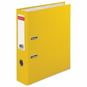 Папка-регистратор BRAUBERG с покрытием из ПВХ, 80 мм, с уголком, желтая (удвоенный срок службы), 227194 - фото 2617049