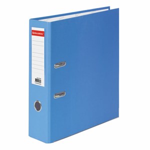 Папка-регистратор BRAUBERG с покрытием из ПВХ, 80 мм, с уголком, голубая (удвоенный срок службы), 227197 - фото 2617063
