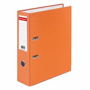 Папка-регистратор BRAUBERG с покрытием из ПВХ, 80 мм, с уголком, оранжевая (удвоенный срок службы), 227199 - фото 2617079