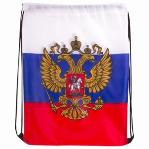 Сумка-мешок на завязках "Триколор РФ", с гербом РФ, 32х42 см, BRAUBERG/STAFF, 228328, RU37 - фото 2621066