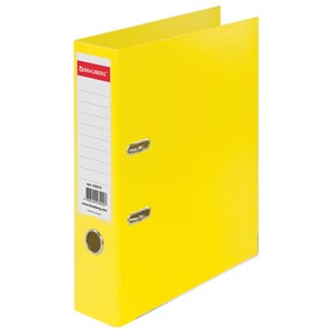 Папка-регистратор BRAUBERG "EXTRA", 75 мм, желтая, двустороннее покрытие пластик, металлический уголок, 228574 - фото 2621194