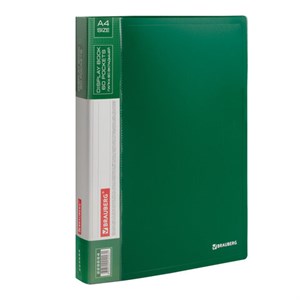 Папка 60 вкладышей BRAUBERG стандарт, зеленая, 0,8 мм, 228684 - фото 2621293