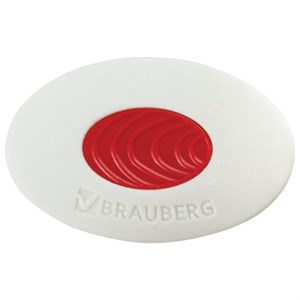 Ластик BRAUBERG "Oval PRO", 40х26х8 мм, овальный, красный пластиковый держатель, 229560 - фото 2625079