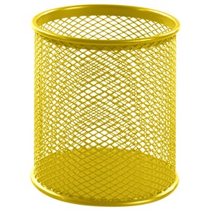 Подставка-органайзер BRAUBERG "Germanium", металлическая, круглое основание,100х89 мм, желтая, 231980 - фото 2628197