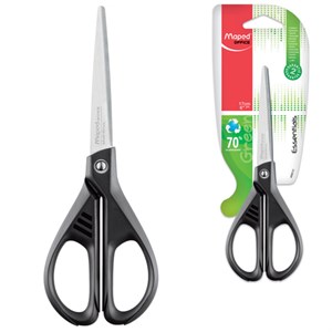 Ножницы MAPED (Франция) "Essentials Green", 170 мм, черные, картонная упаковка с европодвесом, 467010, 468010 - фото 2628265