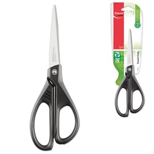 Ножницы MAPED (Франция) "Essentials Green", 210 мм, черные, эргономичные ручки, картонная упаковка с европодвесом, 468110 - фото 2628818