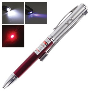 Указка лазерная, радиус 200 м, красный луч, LED-фонарь, стилус, детектор купюр, ручка, TD-RP-36 - фото 2631761