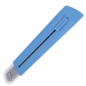 Нож канцелярский 18 мм BRAUBERG "Delta", автофиксатор, цвет корпуса голубой, блистер, 237087 - фото 2632158