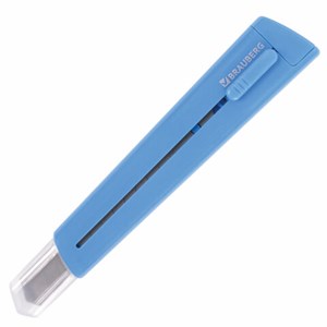 Нож канцелярский 9 мм BRAUBERG "Delta", автофиксатор, цвет корпуса голубой, блистер, 237086 - фото 2632193
