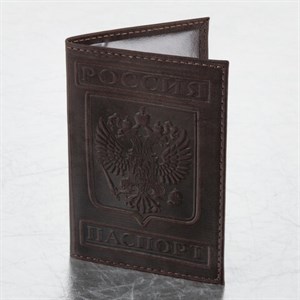 Обложка для паспорта натуральная кожа гладкая, "Герб", вертикальная, коньяк, BRAUBERG, 237190 - фото 2632438