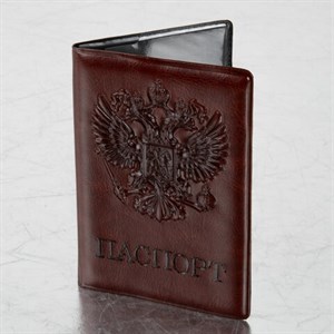 Обложка для паспорта STAFF, полиуретан под кожу, "ГЕРБ", коричневая, 237604 - фото 2637065