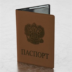Обложка для паспорта, мягкий полиуретан, "Герб", светло-коричневая, STAFF, 237609 - фото 2637070
