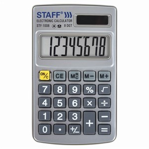 Калькулятор карманный металлический STAFF STF-1008 (103х62 мм), 8 разрядов, двойное питание, 250115 - фото 2638168