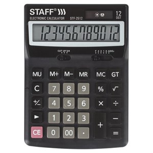 Калькулятор настольный STAFF STF-2512 (170х125 мм), 12 разрядов, двойное питание, 250136 - фото 2638192