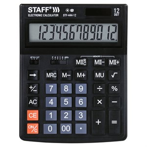 Калькулятор настольный STAFF STF-444-12 (199x153 мм), 12 разрядов, двойное питание, 250303 - фото 2638418