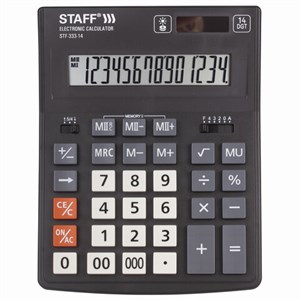 Калькулятор настольный STAFF PLUS STF-333 (200x154 мм), 14 разрядов, двойное питание, 250416 - фото 2638618