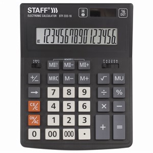 Калькулятор настольный STAFF PLUS STF-333 (200x154 мм), 16 разрядов, двойное питание, 250417 - фото 2638624