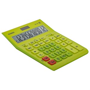 Калькулятор настольный CASIO GR-12С-GN (210х155 мм), 12 разрядов, двойное питание, САЛАТОВЫЙ, GR-12C-GN-W-EP - фото 2638822